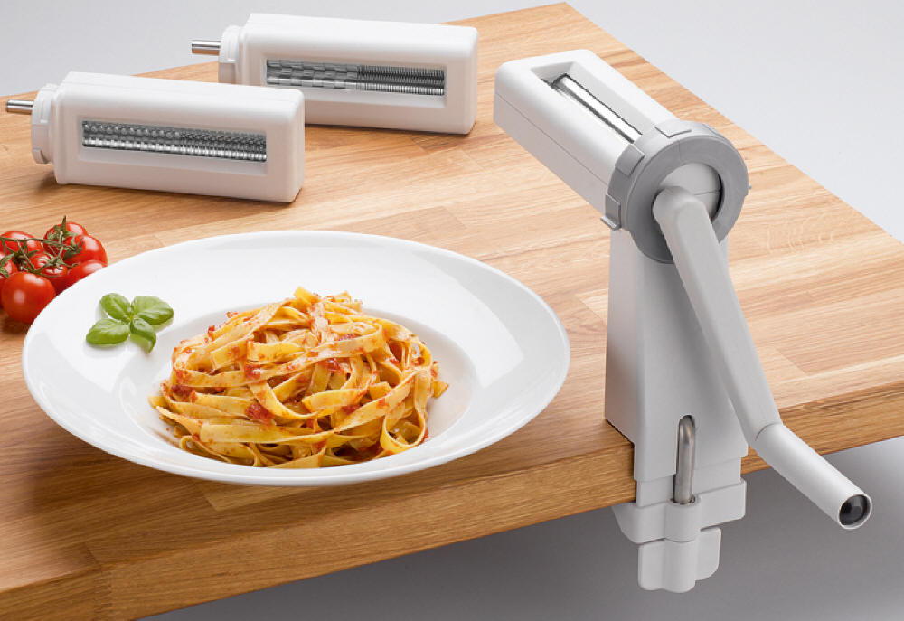 Edelstahl Manuelle Nudelpresse Nudelmaschine Nudel-Spaghetti-Tagliatelle-Werkzeug mit 5 Modulen und 1 Nudel-Maker Bestine Manuelle Nudel-Nudelmaschine