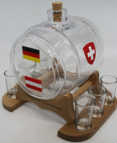 Weinfass mit Zapfhahn Whiskyfass Schnapsfass Whiskyflasche Fass Glas 1,5 Liter 
